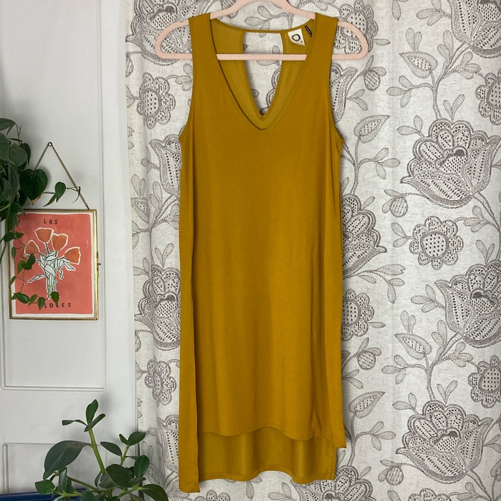 Anthropologie (AKEMI + KIN) Mustard Yellow Tunic Tank. Opening at back. V-Neck.
